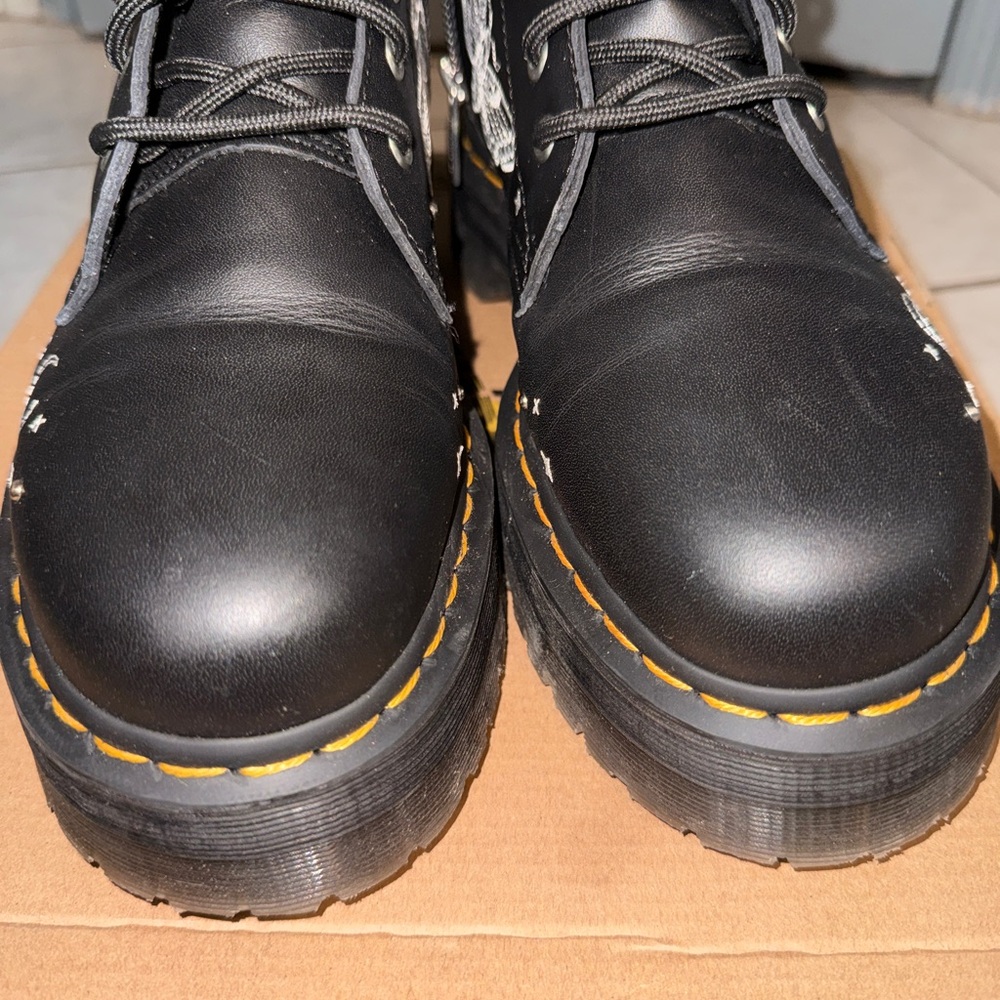Dr. Martens Black Boots with White Butterfly Motif - Picture 5 of 5